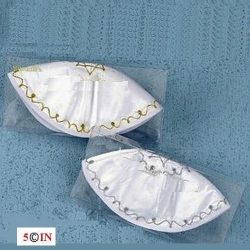 Satin Kipah-White, Silver Trim and Star-Picture