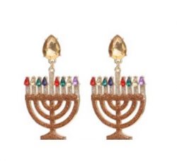 Judaica Chanukah Hanukkah Festival of Lights Fun Fashion Jewelry Colorful Menorah Earrings