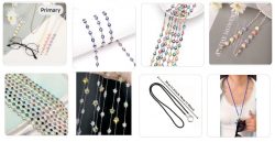 Fashion Boho Hippy Handmade Eyeglasses Sunglasses Mask ID Tag Beaded Chain Multi Color Stones Hearts Stars Blue Assorted Multicolor Evil Eye