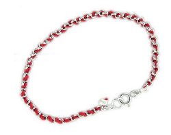 Red String Protection Bracelet White Gold / Womens